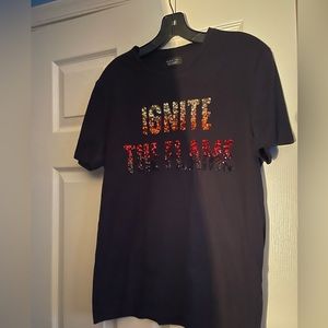 Zara “Ignite The Flame” Tee  (Medium) Black/Red/Yellow/Orange